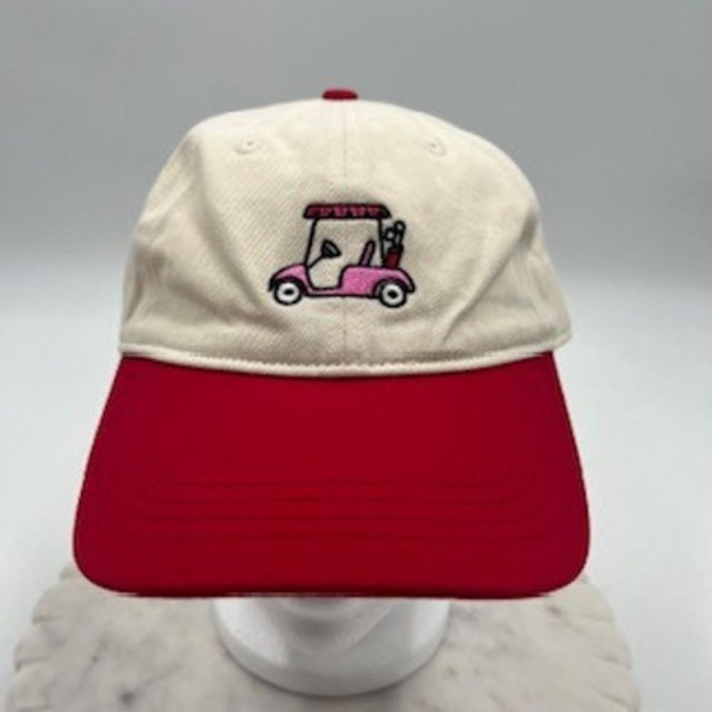 Frasier Sterling Sport Cream Red Golf Cart Embroidered Baseball Cap Hat NWT